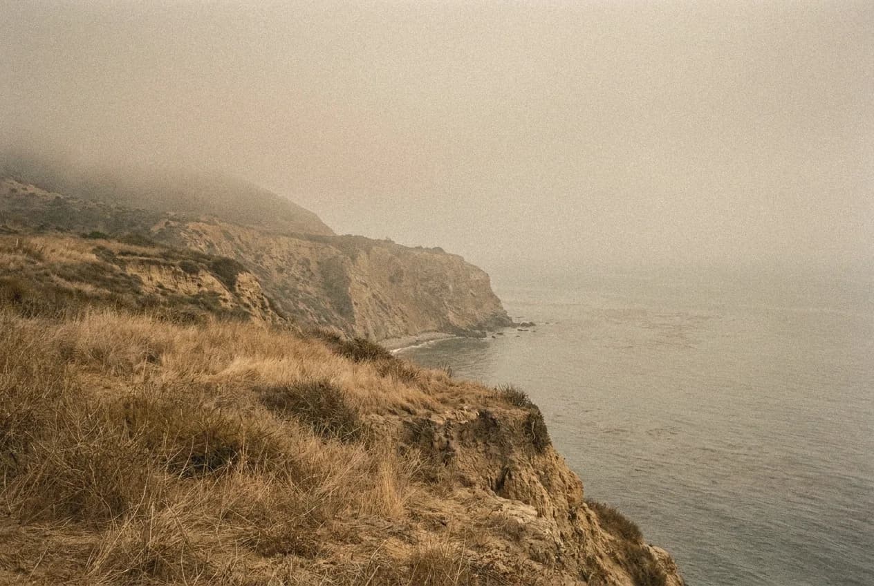 Southern California coastline in late afternoon haze